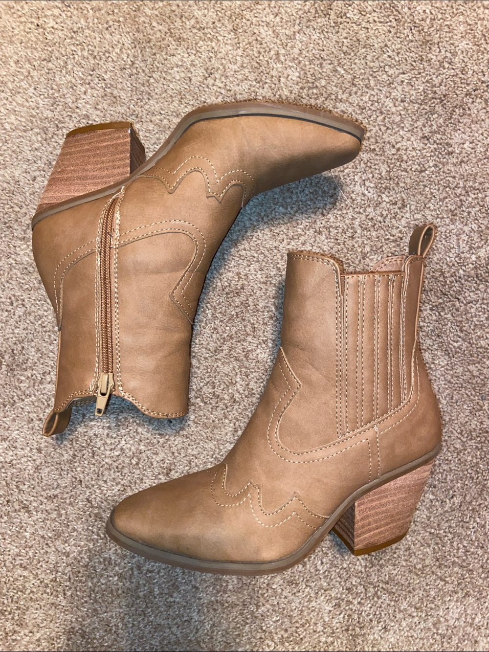 dolce vita faux leather light brown brazos western cowboy ankle boots